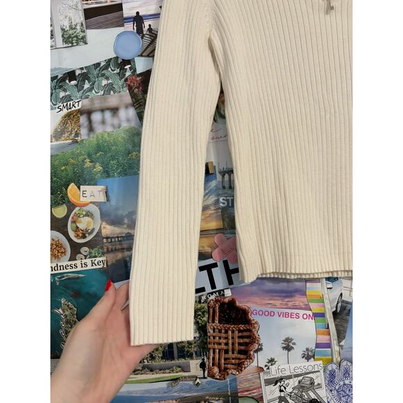 Cream Vintage High Sierra Ribbed Long Sleeve Shirt M - Picture 3 of 5